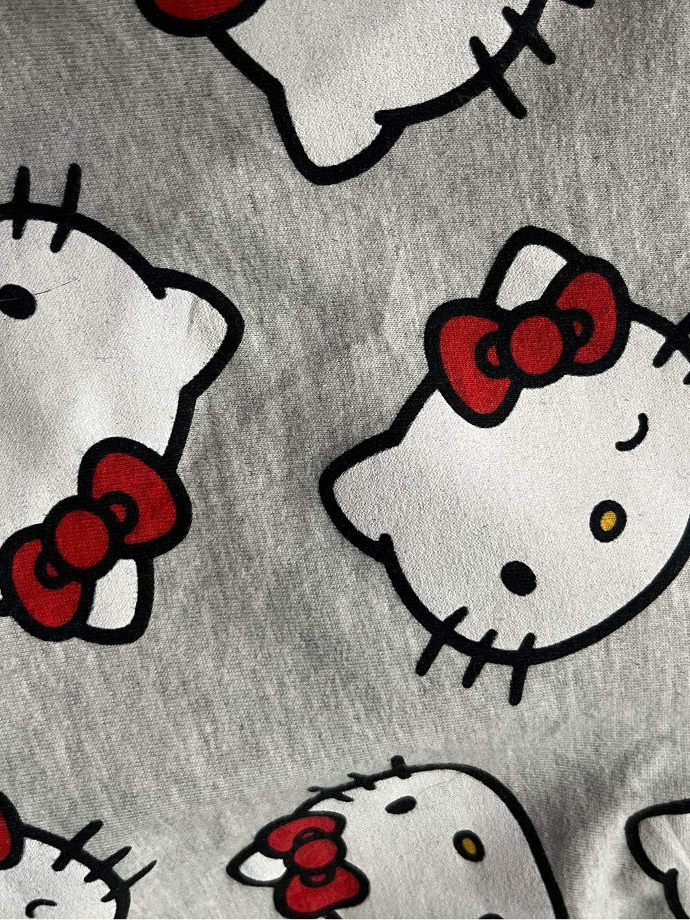 Hello Kitty Sanrio Women’s Large Roomy Gray, All Over Print Crewneck Sweatshirt